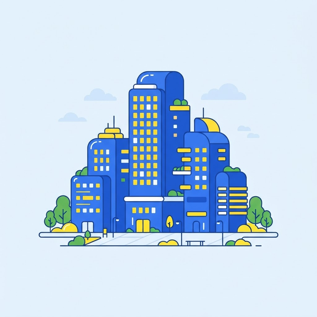 Ilustración de torres de oficinas corporativas