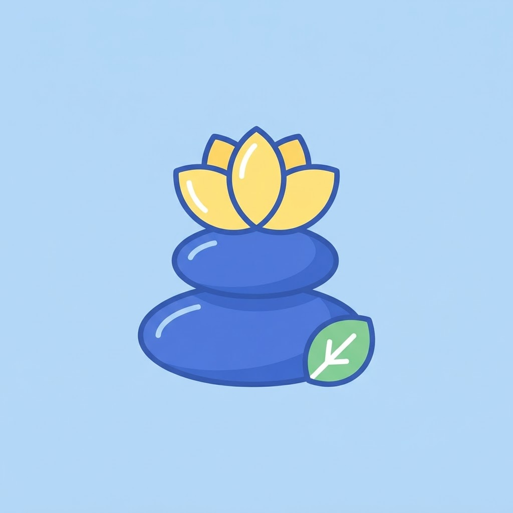 Ilustración de una flor de loto sobre piedras de spa