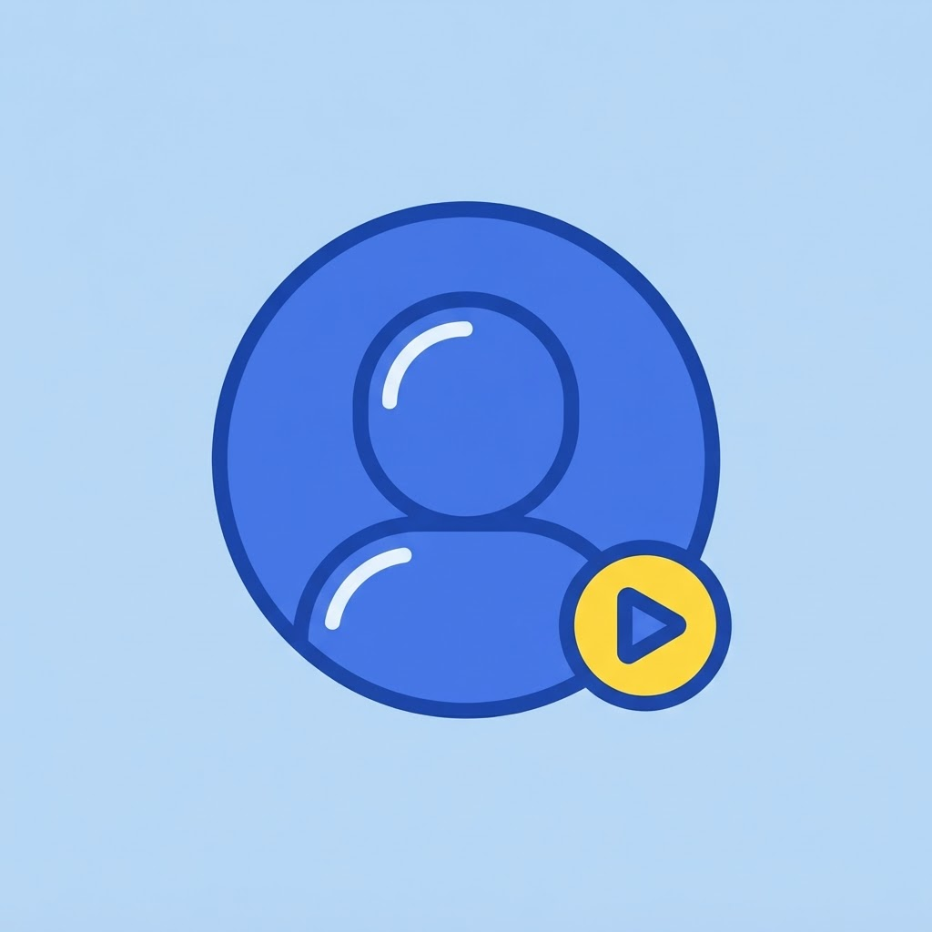 Ilustración de un avatar de perfil con un botón de reproducción
